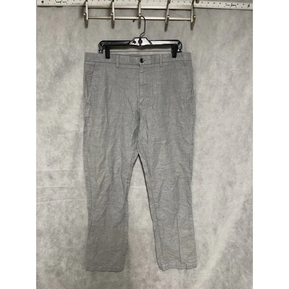 Banana Republic Pants Men 36X31 Gray Kentfield‎ Linen Cotton Hybrid Dress Casual